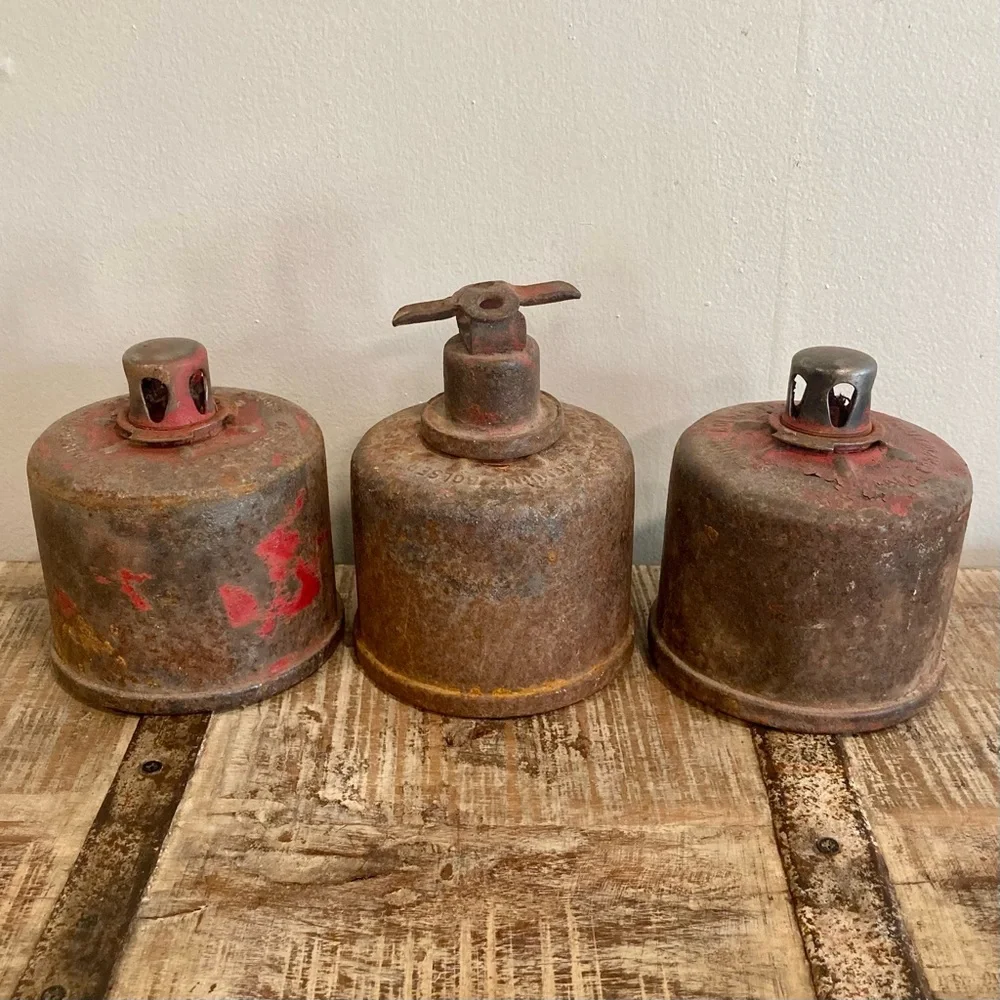 3 Vintage Bolser Corporation Roadside Flares Rusty Metal Decor Stackable